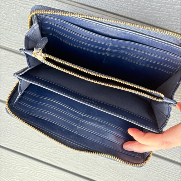Coach Navy Leather Zip Wallet - Picture 6 of 6